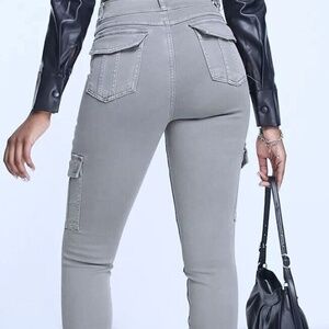 SPANX Stretch Twill Crystal Grey Cargo Tummy Shaping Ankle Pants Womens XS
